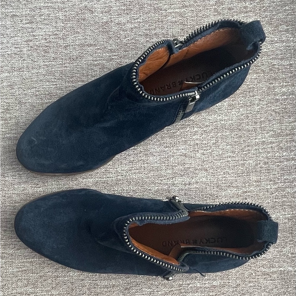 Lucky Brand Dark Blue Suede Ankle Boots